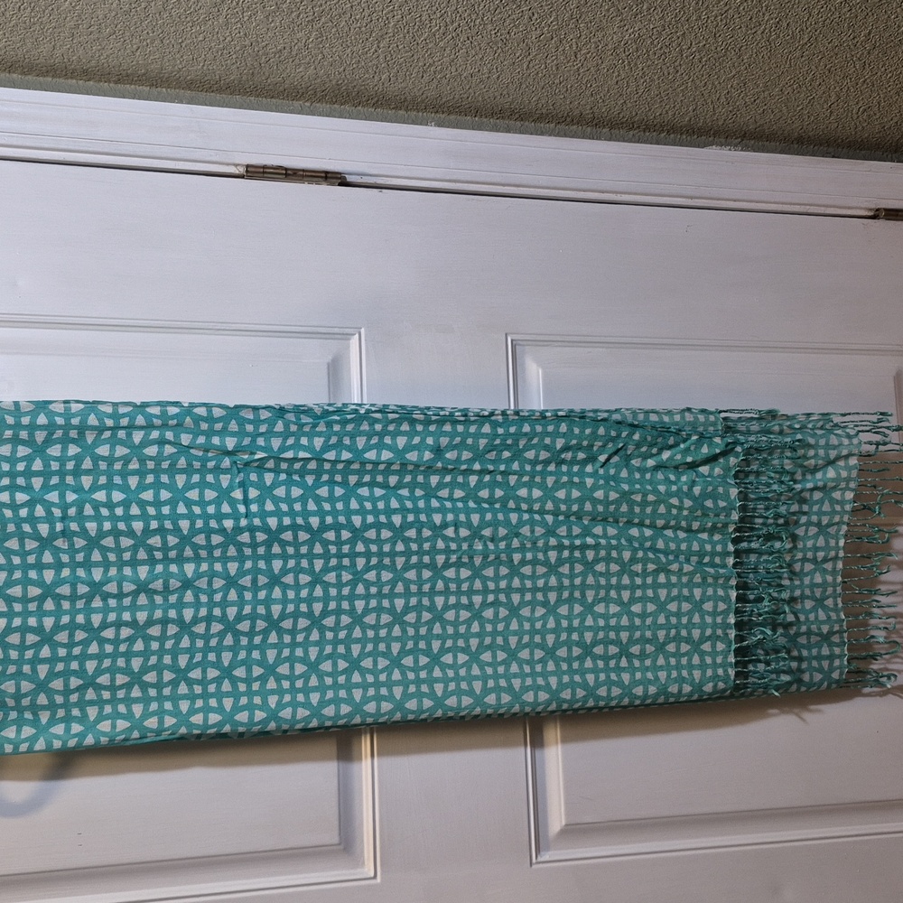 Stylish soft & light teal and white scarf